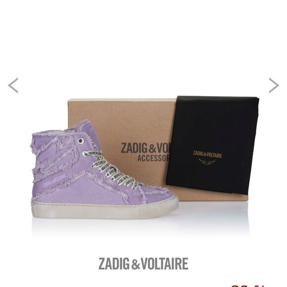 Zadig Voltaire High Flash Canvas shoes Purple New - Picture 4 of 5